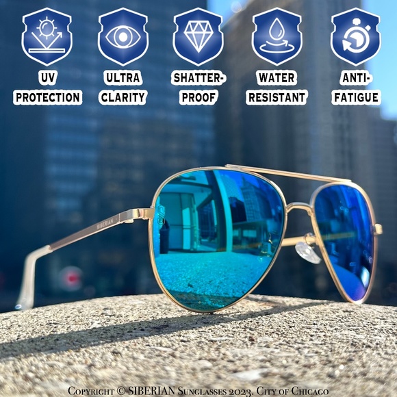 🇺🇸100%Real Glass BLUE Flash GOLD frame Premium Aviator Pilot 60mm Unisex NEW - Picture 6 of 16
